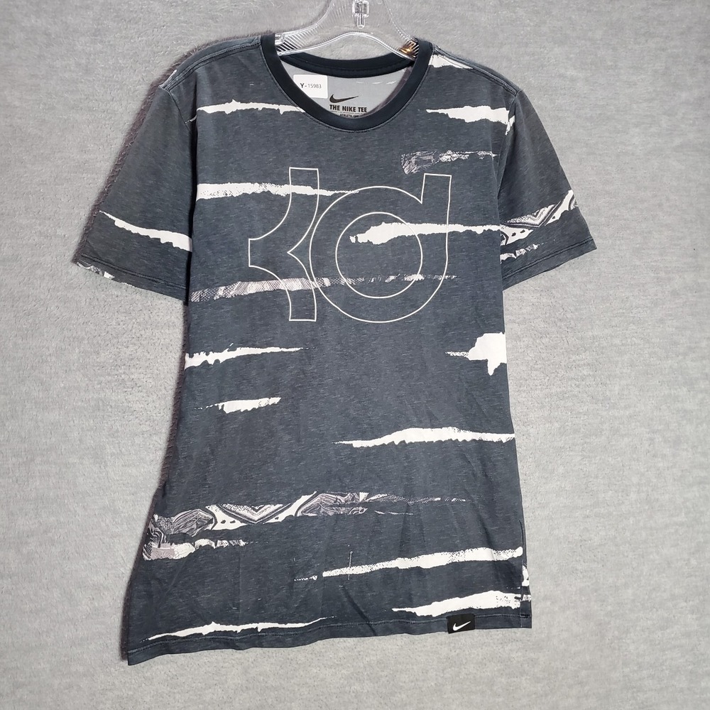 Nike Men T-Shirt Small Gray Kevin Durant Logo Short Sleeve Dri Fit Tee